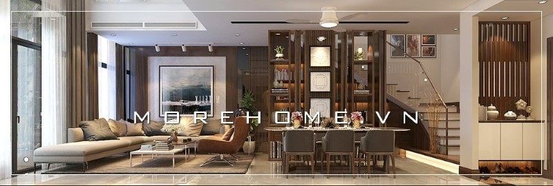 Bộ sofa phòng khách với kiểu dáng thiết kế ấn tượng đóng vai trò là điểm nhấn giúp không gian căn phòng trở nên sang trọng.
